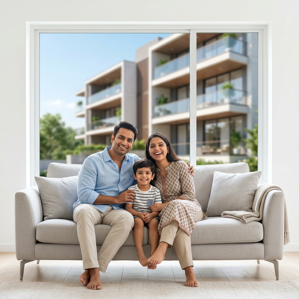 Happy family owning their home instead of renting